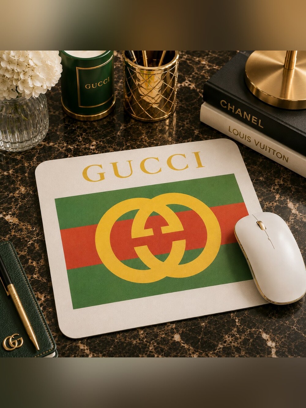 Green, Red & Gold Logo Mousepad